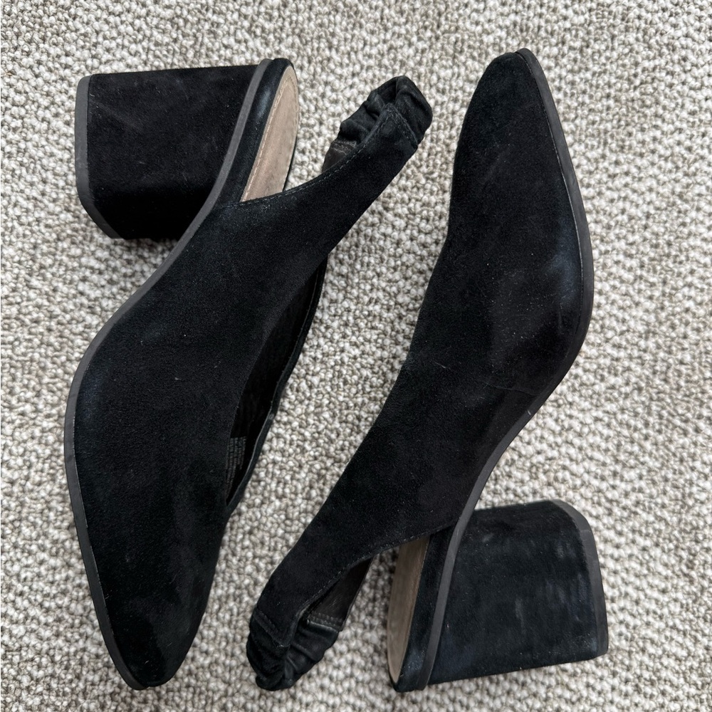 Caslon Black Suede Slingback Block Heel Pumps - Picture 3 of 6